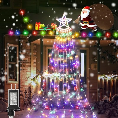 12ft Star String Lights with 14" Topper Star, 350 LEDs Waterfall Tree Lights - Image 1 of 4