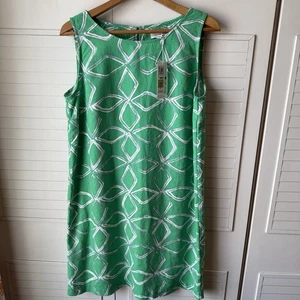 Marks & Spencer Green Printed Linen Rich Scoop Neck Shift Dress Size 12 BNWT - Picture 1 of 12