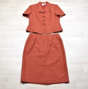 90er Le Suit Rock Anzug 2-teiliges Set Damen rost orange 4 Knöpfe Karriere 14P Vintage - Bild 1 von 7
