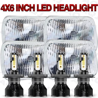 For Oldsmobile Cutlass Calais 1980-1991 4PCS 4x6" LED Headlights Hi/Lo Beam — 第 1/4 张图片