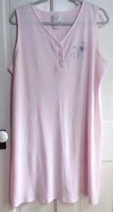 Amanda Stewart Pink Embroidered Waffle Knit Sleeveless Nightgown Plus Size 1X - Picture 1 of 4