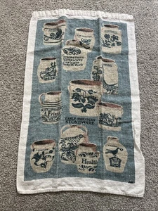 Vintage Kay Dee Early American Stoneware Blue Linen Dish Tea Towel Hand Crock - Picture 1 of 4