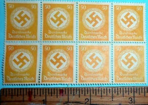 ein Block mit acht Briefmarken Drittes Reich Ära 50 Pfennig Mi #143 - Bild 1 von 3