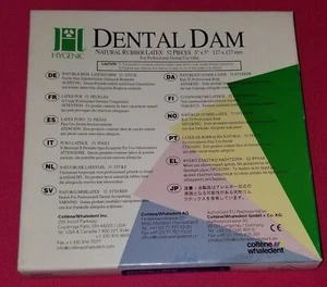 0193 Coltene Whaledent H-03529 Hygenic Rubber Latex Dental Dam 5"x5" Medium Blue - Picture 1 of 5