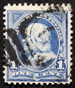 US Stamp Scott #264 ~ FRANKLIN blue, double line watermark 1c 1895 RL09 - Picture 1 of 2