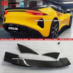 3Pcs Real Carbon Fiber Rear Trunk Lid Spoiler Wing Fits Lotus Emira 2023-2025 - Picture 1 of 8