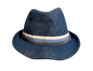 Hut, Trilby, Gr. 52, Zara, mehrfarbig: blau mit weiß/blau/schwarzem Zierband - Bild 1 von 4