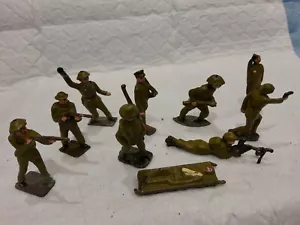 VINTAGE BLEI SPIELZEUG SOLDATEN Britische Infanterie BRITAINS HALBMOND TIMPO CHARBENS x10 - Bild 1 von 12