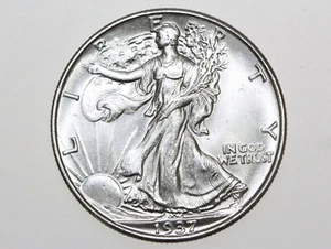1937 50C WALKING LIBERTY SILVER HALF DOLLAR GEM BU - Picture 1 of 2