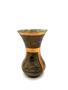 Vintage Etched copper Vase hand engraved 5.5" Decor - Picture 1 of 6