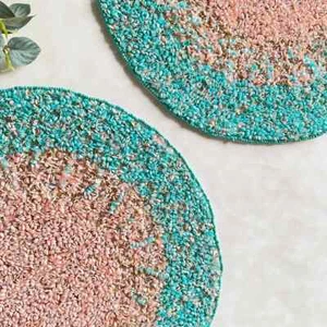 Enliven, Set of 6, Luxury sequin and beaded handmade placemat - Picture 1 of 5