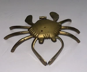 Brass Crab Trinket Box Ashtray Hinged Lid Nautical Vintage Century MCM - Picture 1 of 11