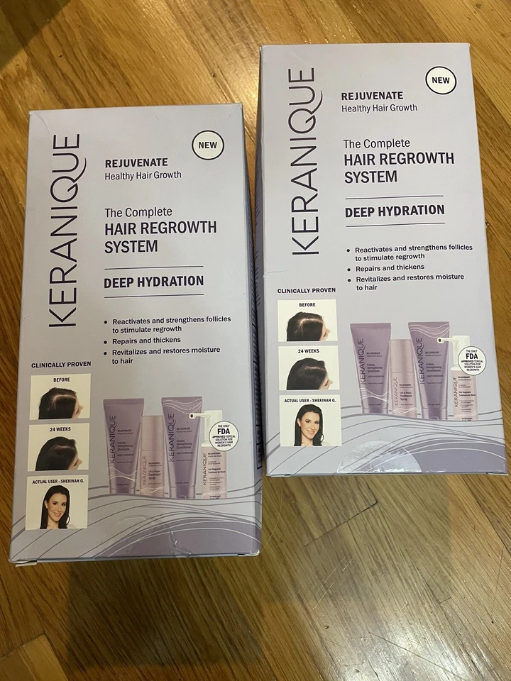 Keranique Hair Regrowth System Kit System Deep Hydration Thickens 2-PACK