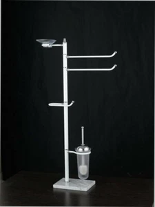 Accessorio Arredo Bagno Piantana Porta Asciugamani Sapone Scopino Rotolo Bianco - Foto 1 di 1