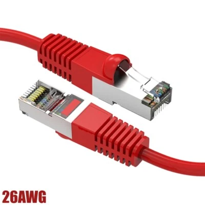0.5FT Cat5E RJ45 Ethernet LAN Network FTP Shielded Patch Cable Pure Copper Red - Image 1 of 4