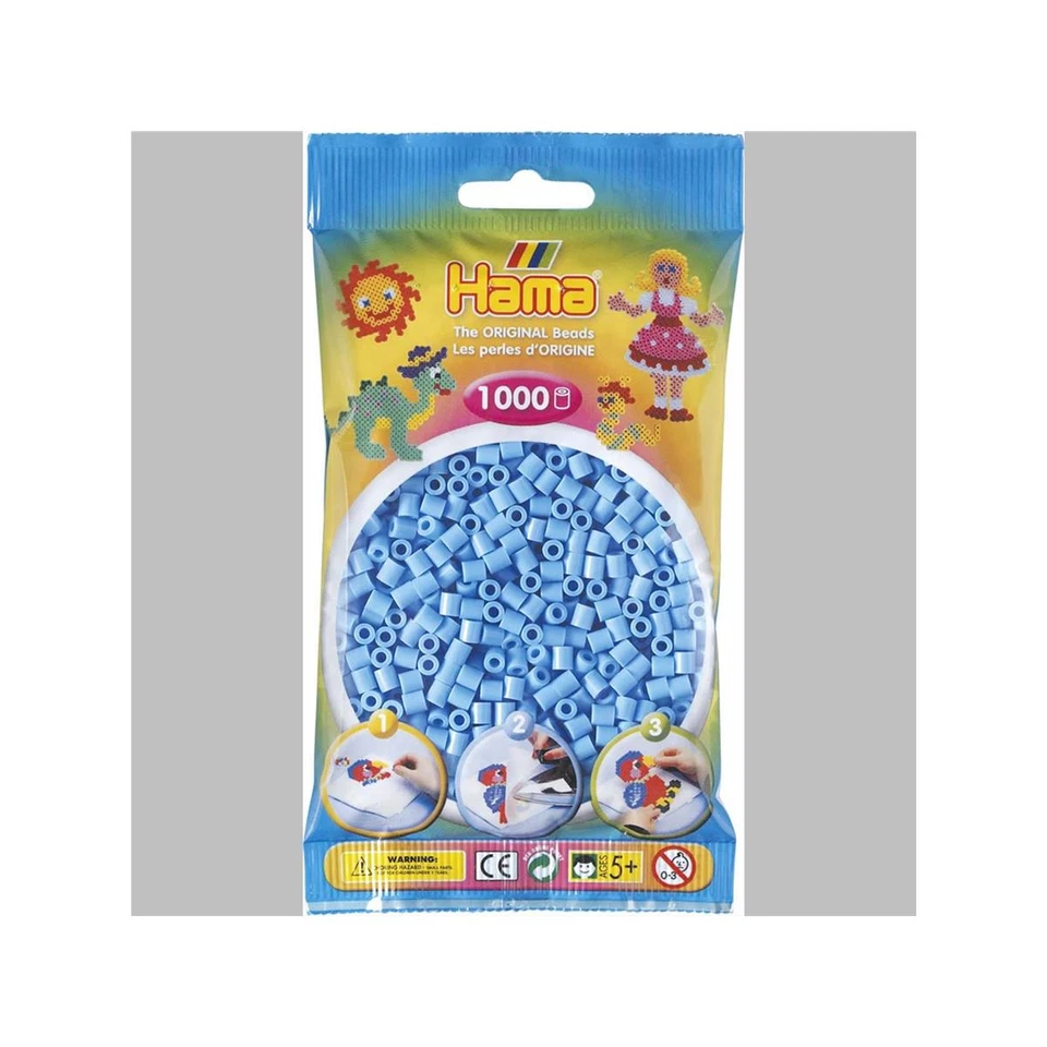 Hama 1000 Midi Bügelperlen 207-46 Pastell-Blau Ø 5 mm Perlen Steckperlen Beads