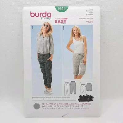 Burda 6659 Misses' Slim Leg Pants And Shorts Sewing Pattern Size 8-18 Uncut - Image 1 of 4