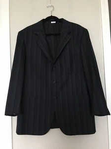 BRIONI ICARO 100% WOOL BLACK BLUE STRIPED SINGEL BREASTED JACKET SIZE 46 R - Picture 1 of 13