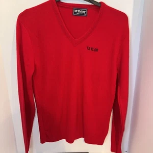 Vintage McBriar V Neck Sweater Long Sleeve Size Small Color Red Personalized  - Picture 1 of 7