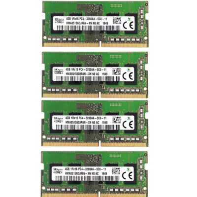 Hynix 16GB (4X4GB) DDR4 3200MHz PC4-25600 1RX16 SODIMM Memory Ram HMA851S6DJR6N - Image 1 of 4