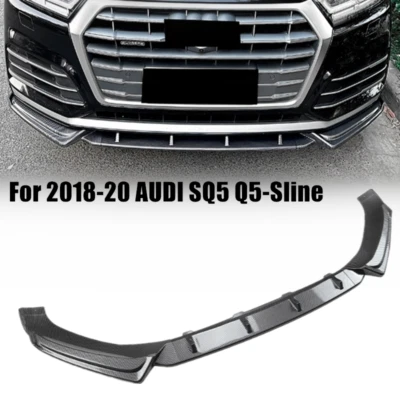 For 2018-20 AUDI SQ5 Q5-Sline Carbon Look Front Bumper Lip Spoiler Body Kit - Image 1 of 4