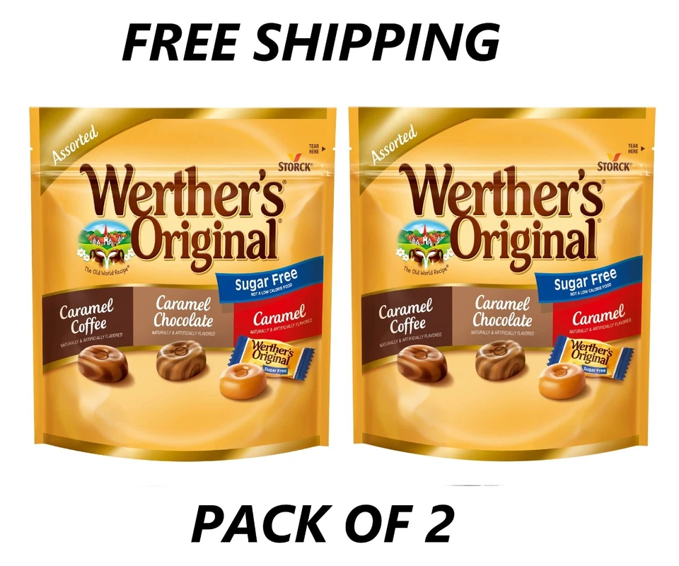 WERTHER'S ORIGINAL Werthers Original Hard Sugar Free Assorted Flavors, Caramel Coffee Candy, 7.7 Oz