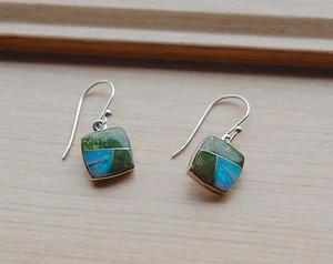 Orecchini Zuni in argento sterling intarsiato - firmati - nuovi con scatola - nativi americani - Foto 1 di 3