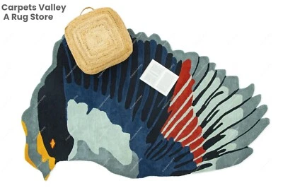 Winged Hand-Tufted Wool Handmade Area Rug Carpet for Home, Living, Bedroom - Image 1 of 4