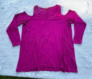 Cyrus Womens Blouse Plus Size Top 1X Magenta Cut Out - Picture 1 of 9