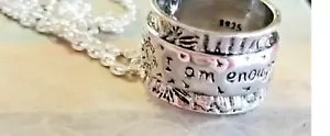 "I am enough" Silver ring on Silver 18" necklace RING size 8 or 10 - Picture 1 of 3