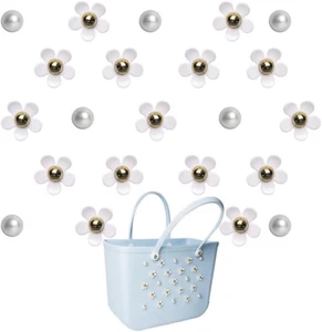 Flower Charms Compatible with Bogg Bag & Simply Southern Totes, Pearl Bits - Picture 1 of 12