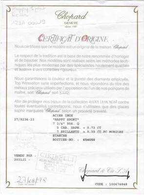 Chopard Happy Sport 27/8236-23 und Händlerverzeichnis I832 - Image 1 of 2