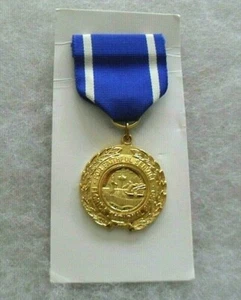 FLORIDA NATIONAL GUARD FAITHFUL SERVICE MEDAL BLUE & WHITE PB ON ISSUE CARD - Picture 1 of 1