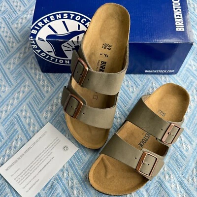 New Birkenstock Arizona Birko-Flor Stone sandal Narrow Cork Sole W/M/EU - Image 1 of 2