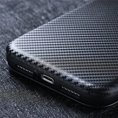For TCL 505/ T509K/ T5094, Business Leather Wallet Carbon Fiber Cover Stand Case - Image 1 of 4