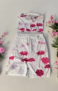 Tommy Hilfiger skirts & Strapless Floral size M and bottom size 7 Y2K White Pink - Picture 1 of 16