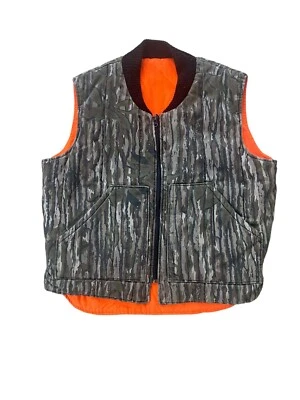 Chaleco de Paredes Vintage Para Hombres Grande Madera Camuflaje A Prueba de Ventisca Caza Reversible Naranja Foto 1 de 4