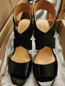 Liz Claiborne Dapper Black 9M open toe strappy sandals heels - Picture 1 of 10