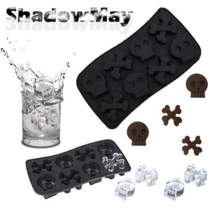 3D Totenkopf EISWÜRFEL Tablett Maker Silikon Kekse Lebensmittel Form Whisky Halloween Party - Bild 1 von 7