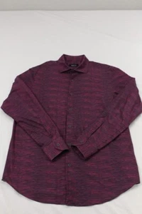 Bugatchi Oooh Camicia Tecnica Cotone Uomo Grande Manica Lunga Bottoni Rosso - Foto 1 di 5