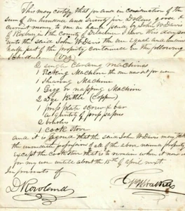 1846 Original Document Walker Davis Equipment Agreement Contract Document 3324 - Picture 1 of 4
