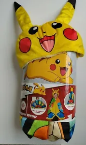 Pokemon Pikachu Snuggle Wrap Cape Soft Hooded Wearable Blanket Yellow Kids NWT - Picture 1 of 3