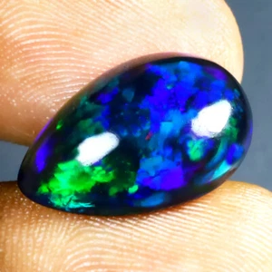 6.92 ct Premium Pear Cabochon (18 x 12 mm) Ethiopian Flashing Black Opal - Picture 1 of 1