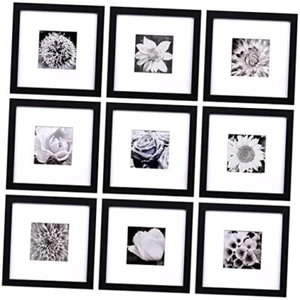 8x8 Picture Frames Set of 9, Square Photo Frame Displays 8"x8", 9 pack Black - Picture 1 of 7