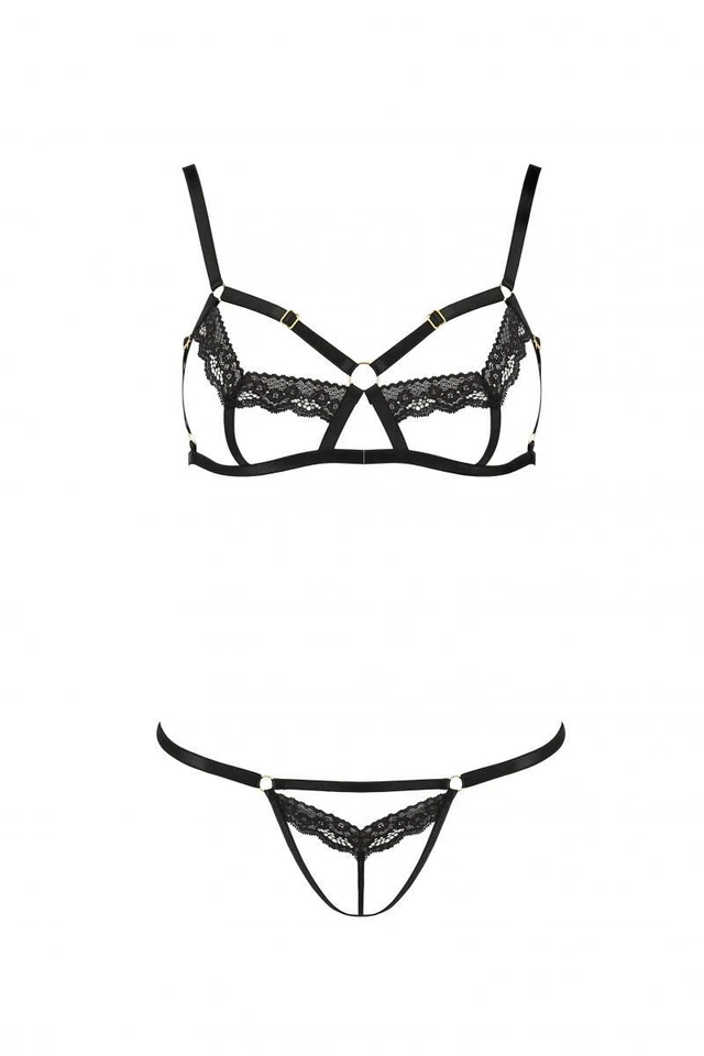 PASSION Dessous Set Bralette BH & String SOLON S/M Ouvert Pofrei Bändchen TV CD
