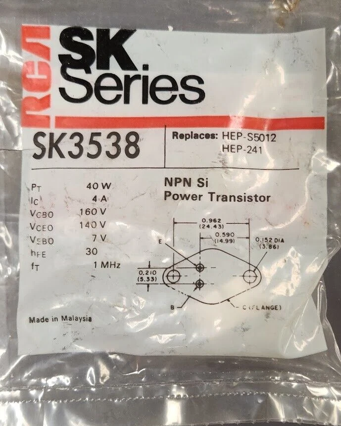 Transistor NPN SK35381 - Nuevo stock antiguo Foto 1 de 1