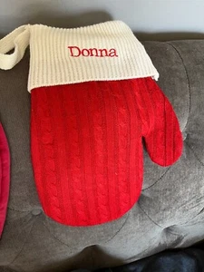 DONNA - Weihnachtsstrumpf in Fäustlingsform - rot & weiß - leuchtet - Bild 1 von 5