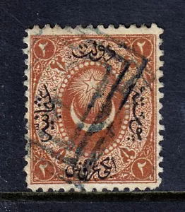 TURCHIA — SCOTT J8 — 1865 2p MARRONE AFFRANCATURA DOVUTA — USATO — SCV $25 - Foto 1 di 2
