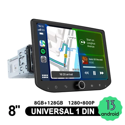 JOYING Android 13 Single DIN 8 Zoll Radio mit Drehknopf Kabelloses Carplay 8Core - Bild 1 von 4