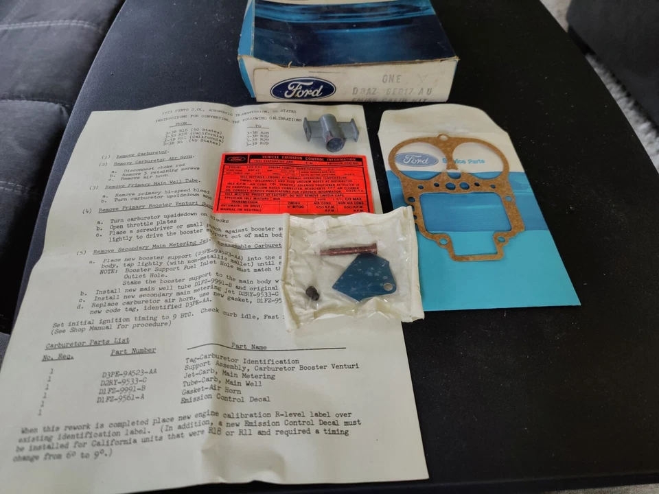 Nuevo de Lote Original 1973 Ford Pinto 2.0L 121 CID Kit de Calibración de Emisiones Ford D3AZ-6E017-AU Foto 1 de 1